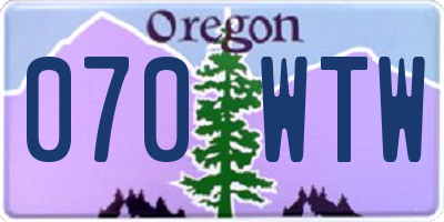 OR license plate 070WTW