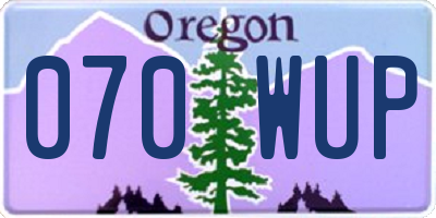 OR license plate 070WUP