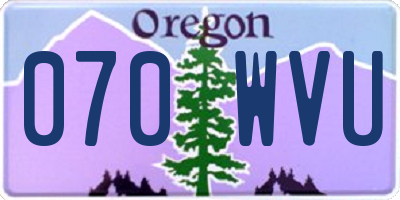 OR license plate 070WVU