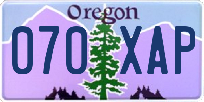 OR license plate 070XAP