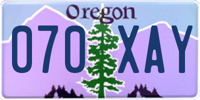 OR license plate 070XAY