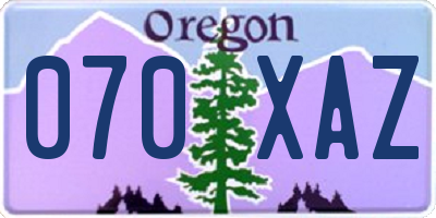 OR license plate 070XAZ