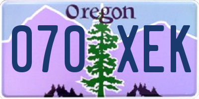 OR license plate 070XEK