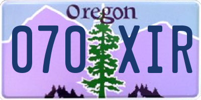 OR license plate 070XIR