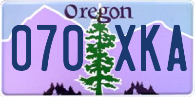 OR license plate 070XKA