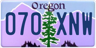 OR license plate 070XNW
