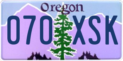 OR license plate 070XSK