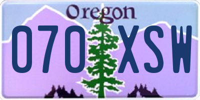 OR license plate 070XSW