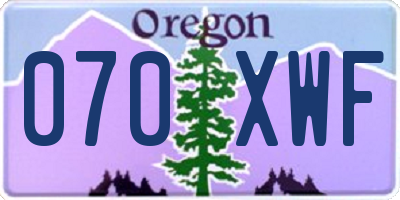 OR license plate 070XWF
