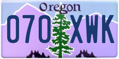 OR license plate 070XWK