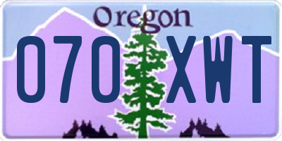 OR license plate 070XWT