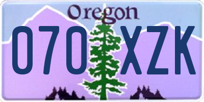 OR license plate 070XZK