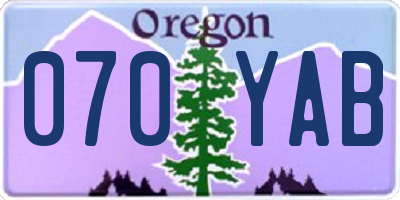 OR license plate 070YAB