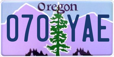 OR license plate 070YAE