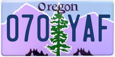 OR license plate 070YAF