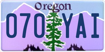OR license plate 070YAI
