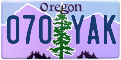 OR license plate 070YAK