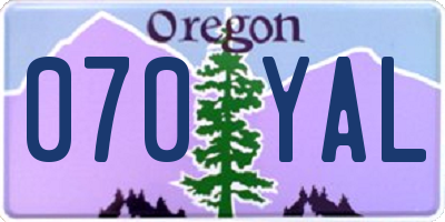 OR license plate 070YAL
