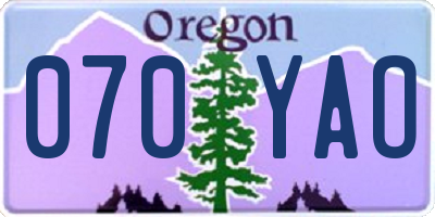 OR license plate 070YAO