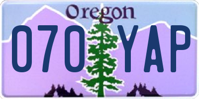 OR license plate 070YAP