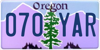 OR license plate 070YAR