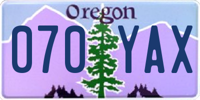 OR license plate 070YAX