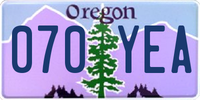 OR license plate 070YEA
