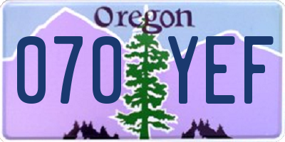 OR license plate 070YEF