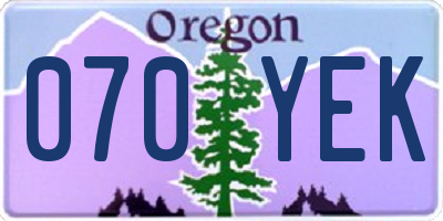 OR license plate 070YEK