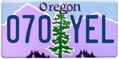 OR license plate 070YEL