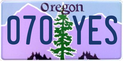 OR license plate 070YES