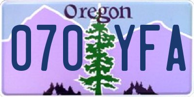 OR license plate 070YFA