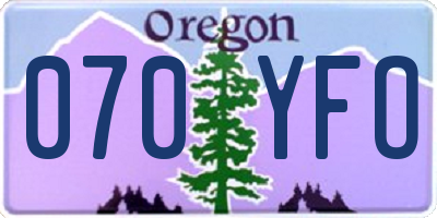 OR license plate 070YFO