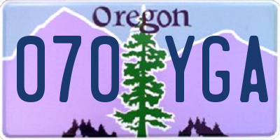 OR license plate 070YGA