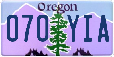 OR license plate 070YIA