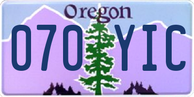 OR license plate 070YIC