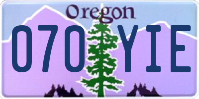 OR license plate 070YIE