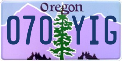 OR license plate 070YIG