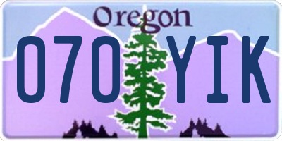 OR license plate 070YIK