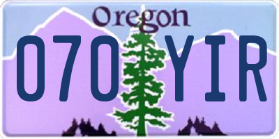OR license plate 070YIR