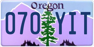 OR license plate 070YIT