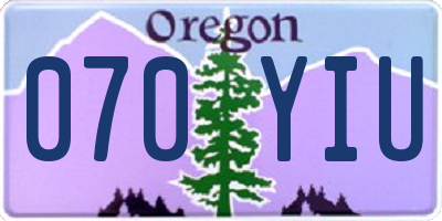 OR license plate 070YIU