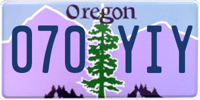 OR license plate 070YIY