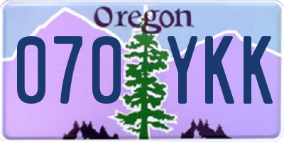 OR license plate 070YKK