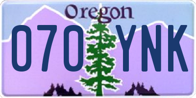 OR license plate 070YNK