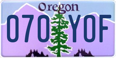 OR license plate 070YOF