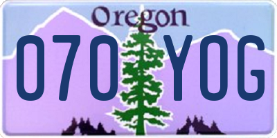 OR license plate 070YOG