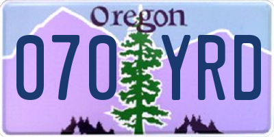 OR license plate 070YRD