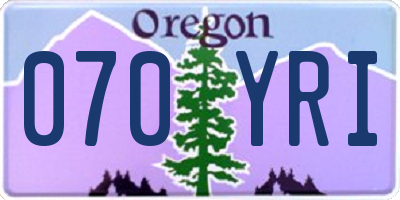 OR license plate 070YRI