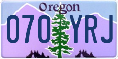 OR license plate 070YRJ